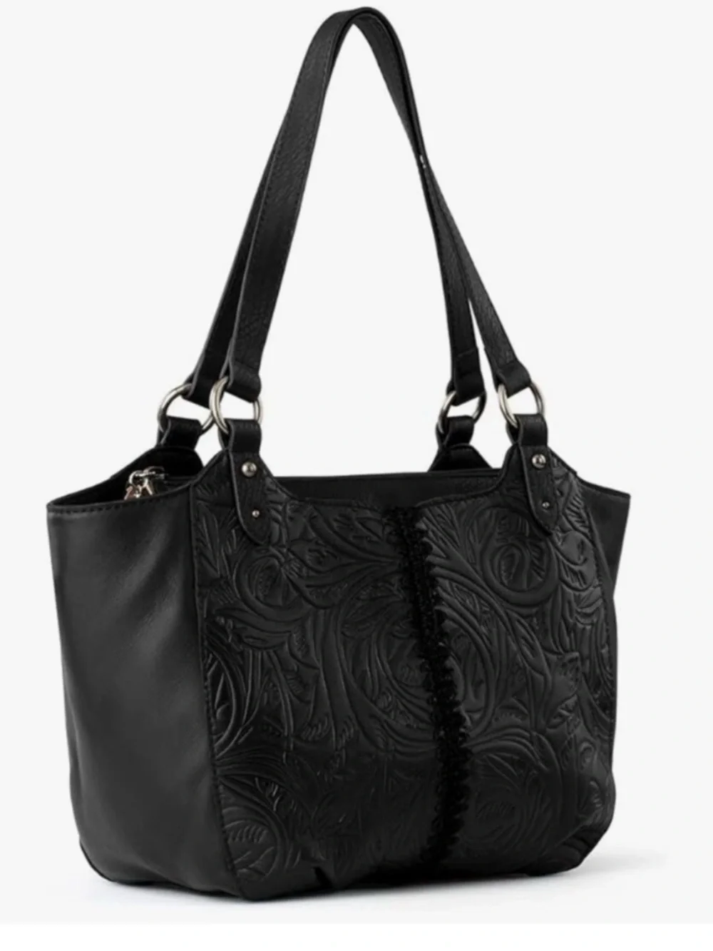 The Sak Bolinas Womens Embossed Leather Satchel Zip Shoulder Bag - Women